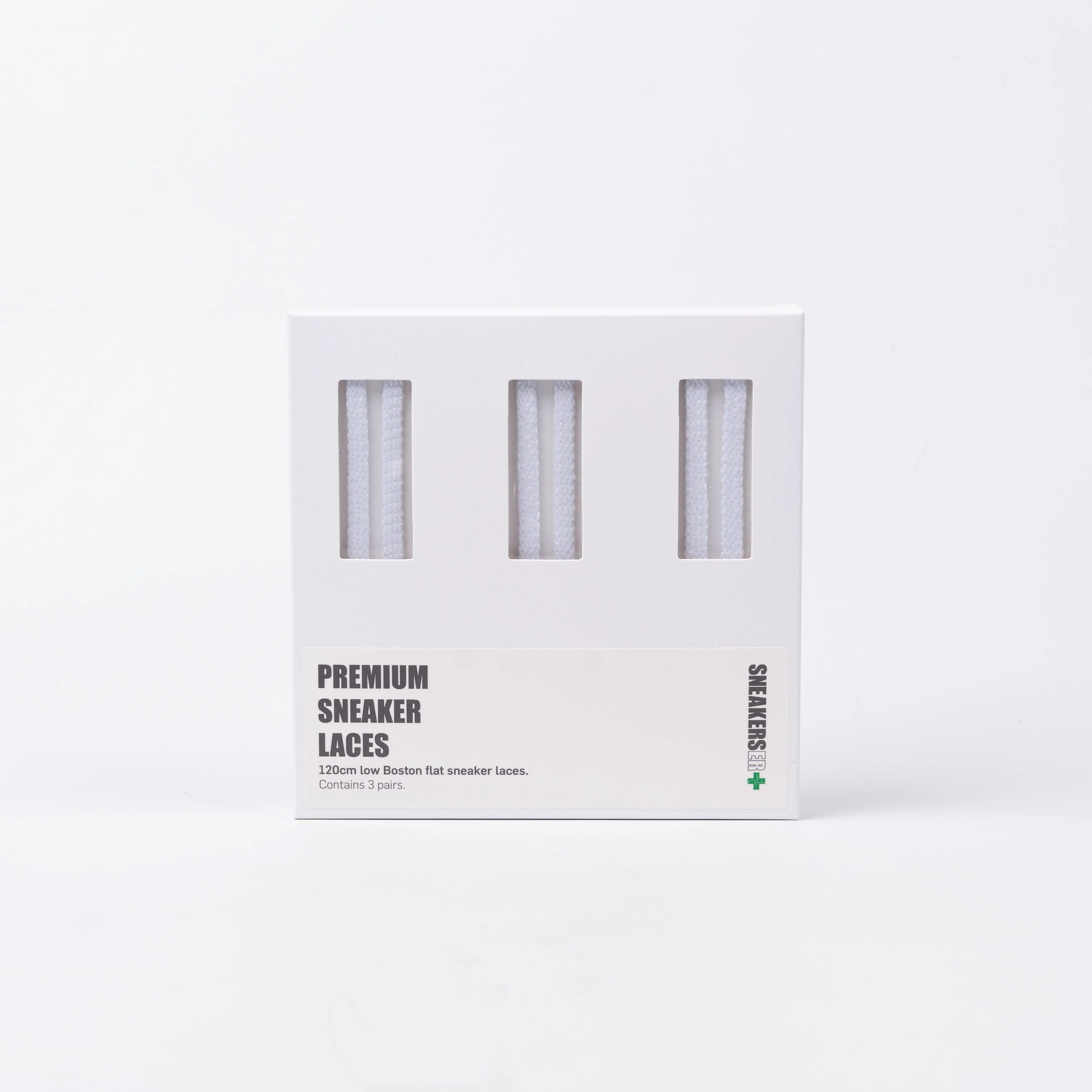 3 PACK GIFT BOX: BOSTON FLAT SNEAKER LACES 120cm: WHITE