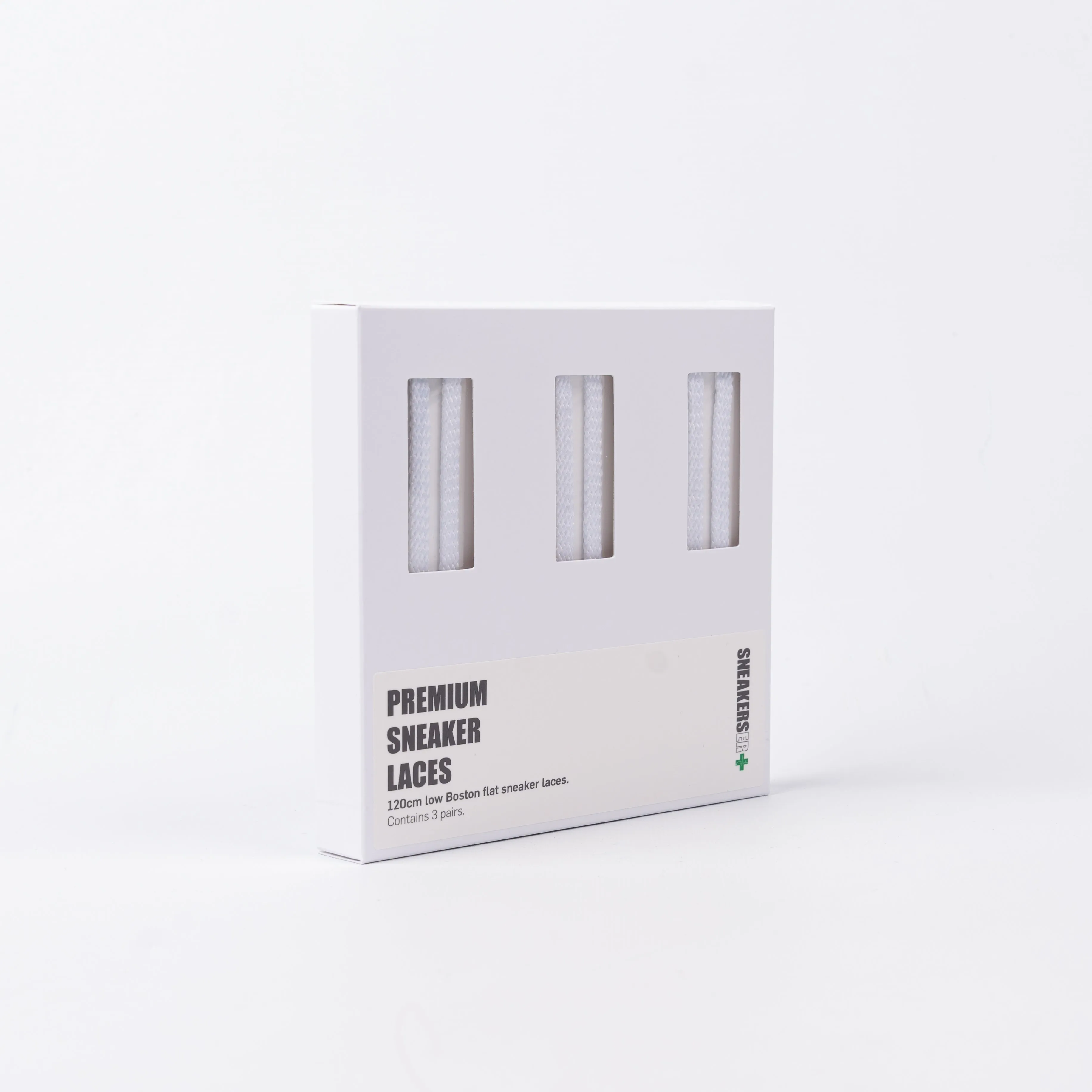 3 PACK GIFT BOX: BOSTON FLAT SNEAKER LACES 120cm: WHITE