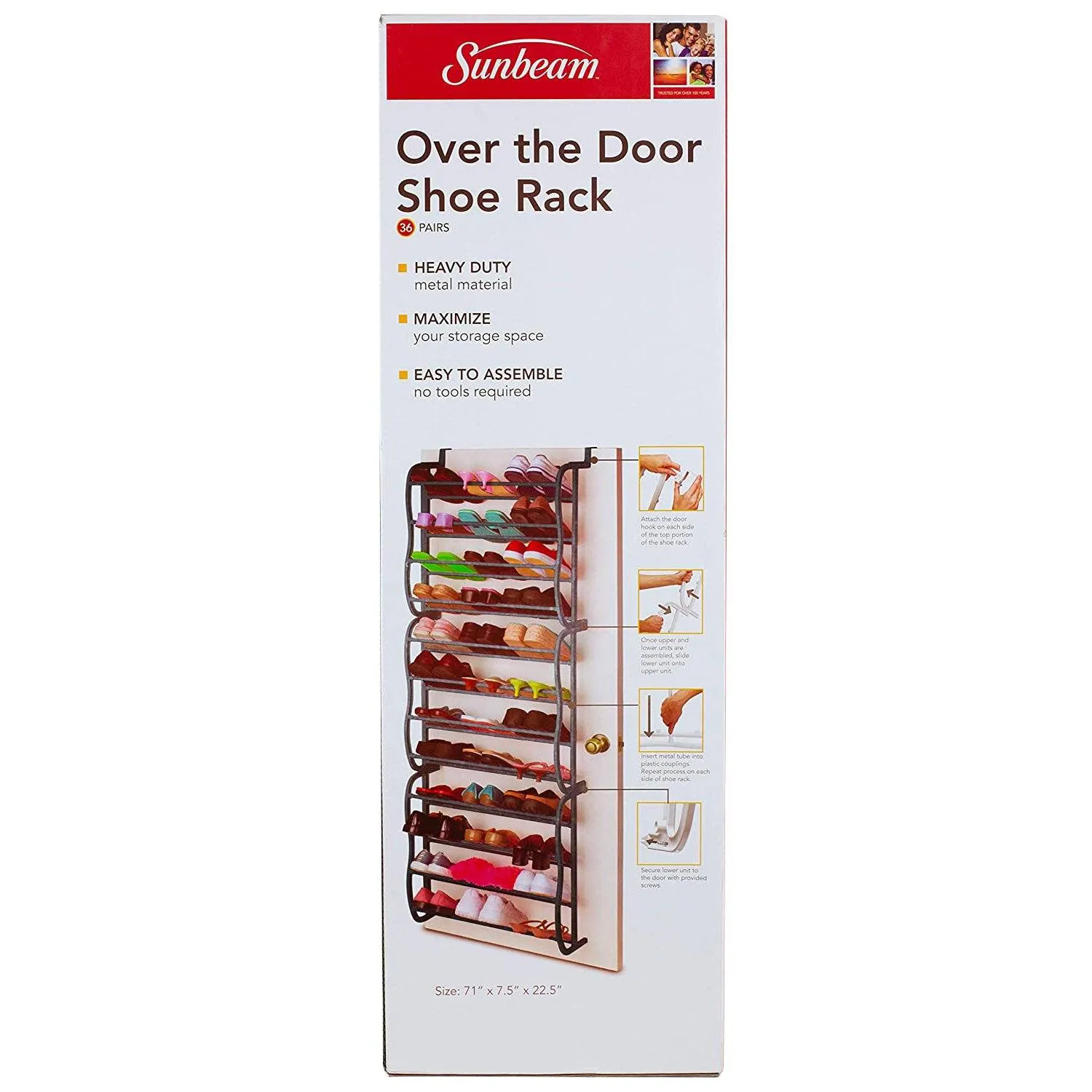36-Pair: Sunbeam Over the Door Shoe Rack
