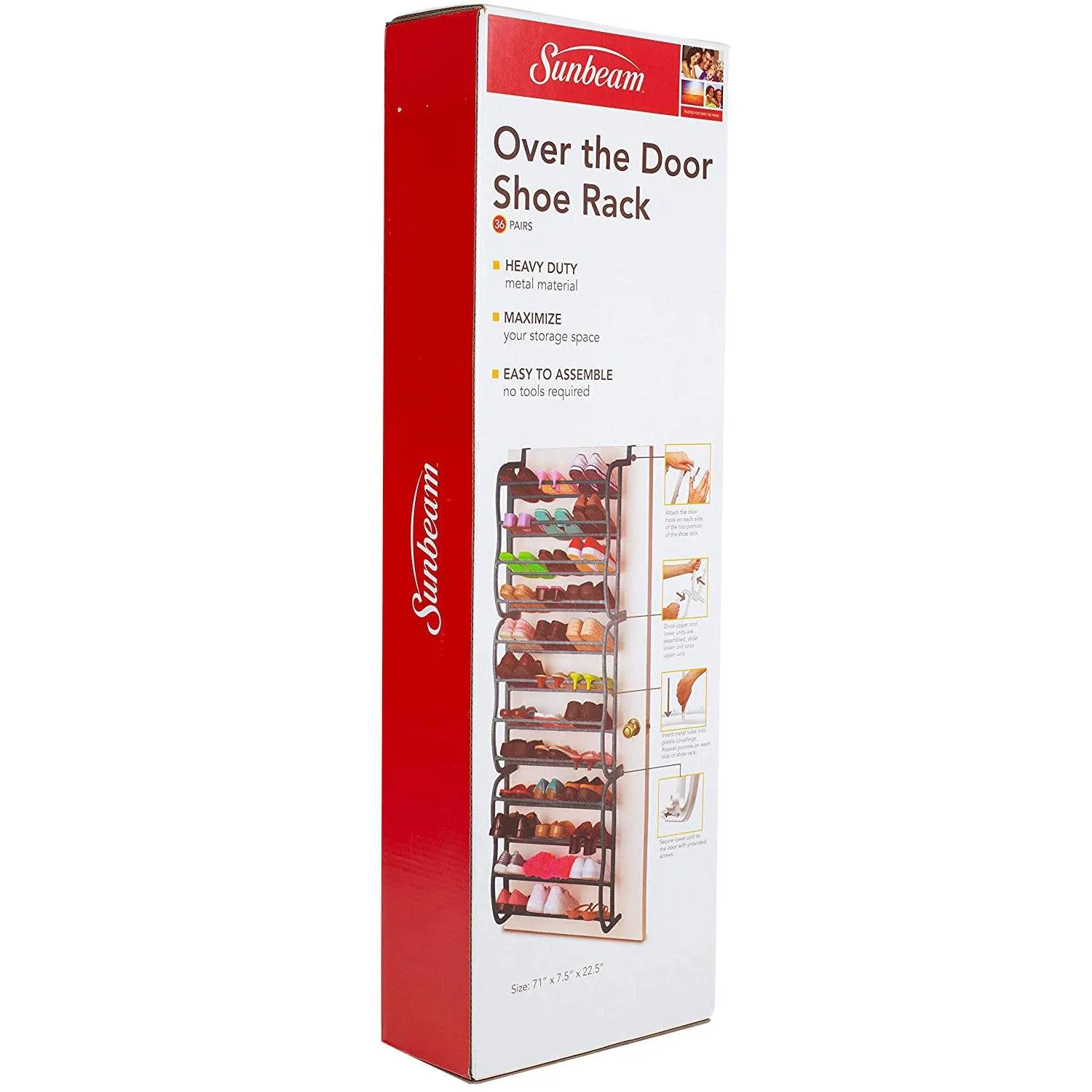 36-Pair: Sunbeam Over the Door Shoe Rack