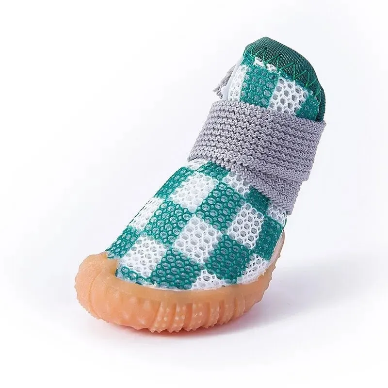 4PCS Dog Shoes Boots Mesh Dog Shoes Breathable Dog Booties