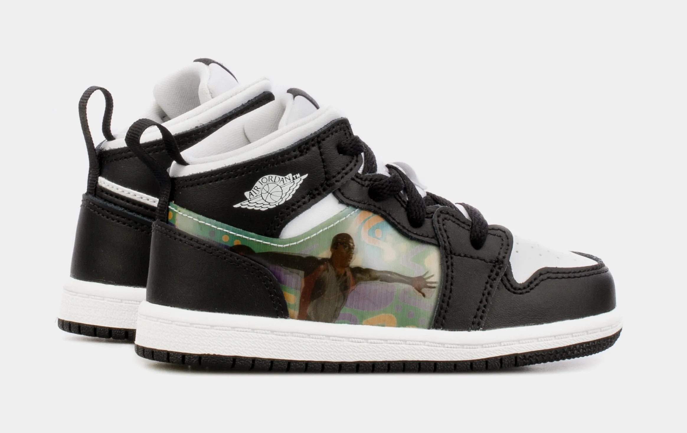 Air Jordan 1 Mid Hologram Infant Toddler Lifestyle Shoes (Black)