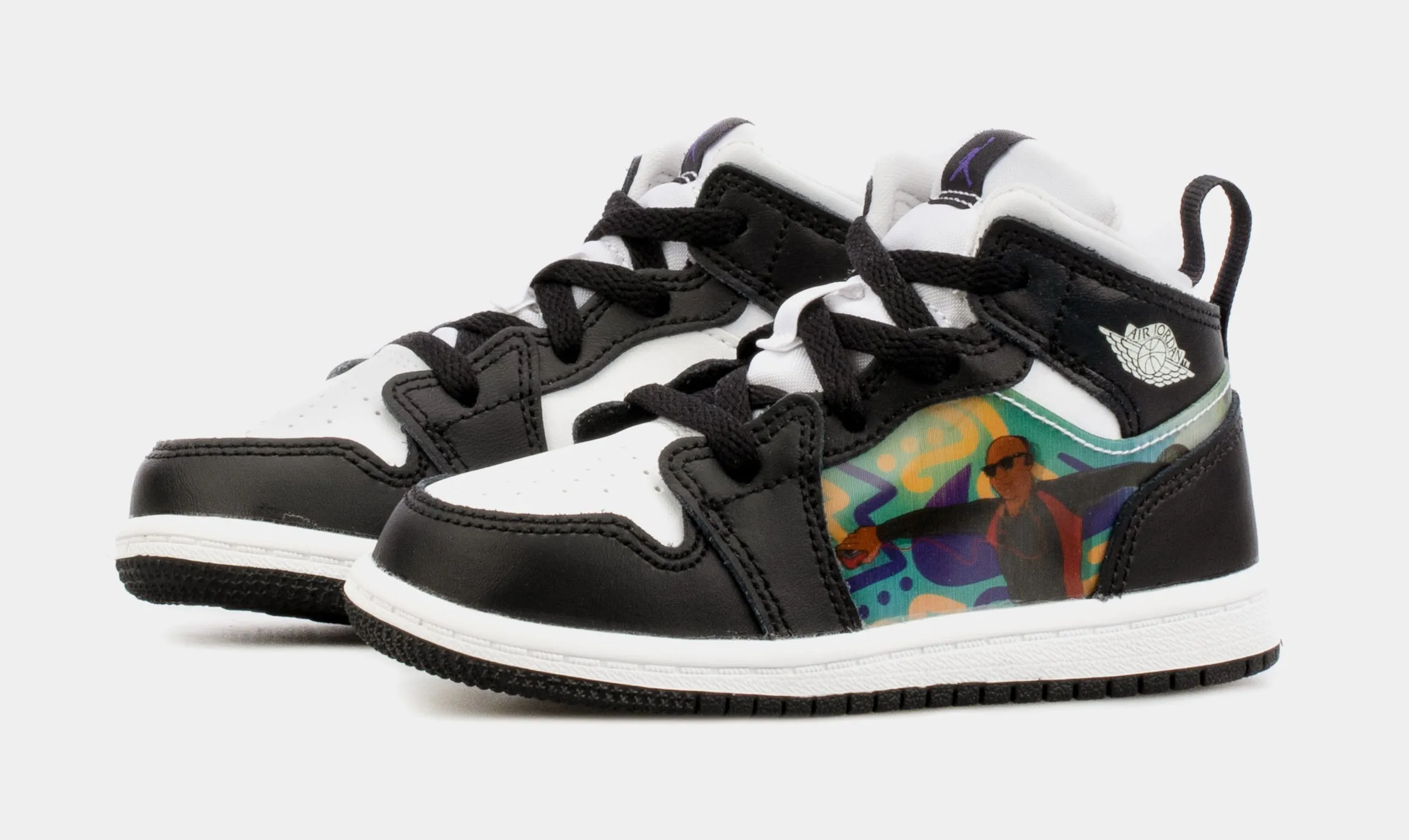 Air Jordan 1 Mid Hologram Infant Toddler Lifestyle Shoes (Black)