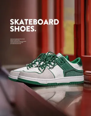 American Retro Fortune Silk Embroidery Thick-Soled Sports  Men's Casual Shoes
