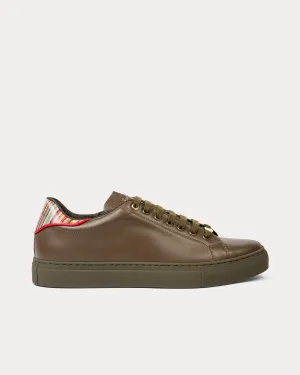 Beck with Signature Stripe Leather Khaki Low Top Sneakers