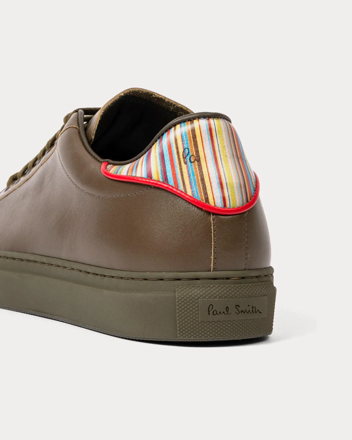 Beck with Signature Stripe Leather Khaki Low Top Sneakers