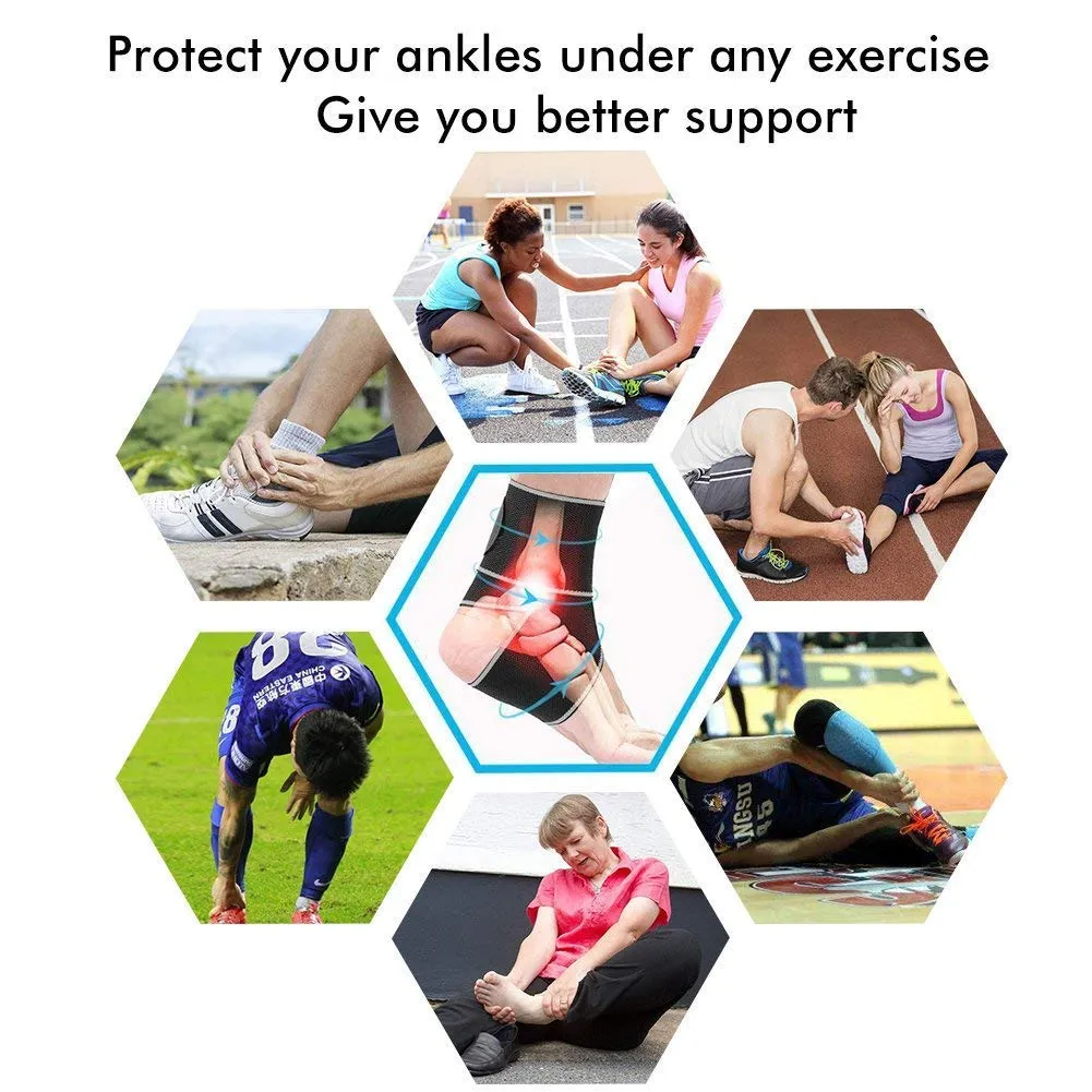 BESKEY Ankle Support Brace Adjustable Breathable Elastic Nylon Material Fit for Most Size Use for Sports Blue