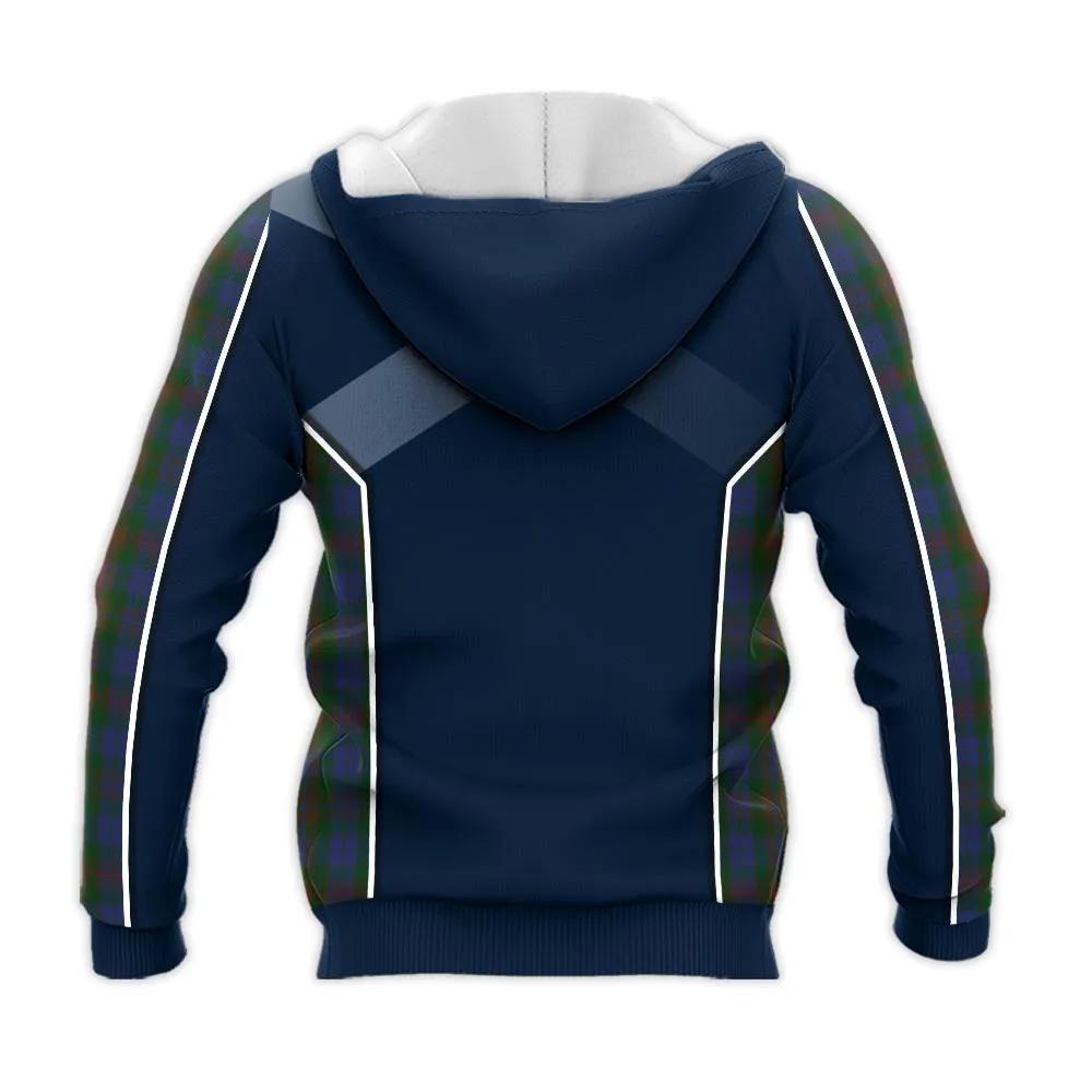 Buchanan Hunting Tartan Knitted Hoodie with Family Crest and Scottish Thistle Vibes Sport Style