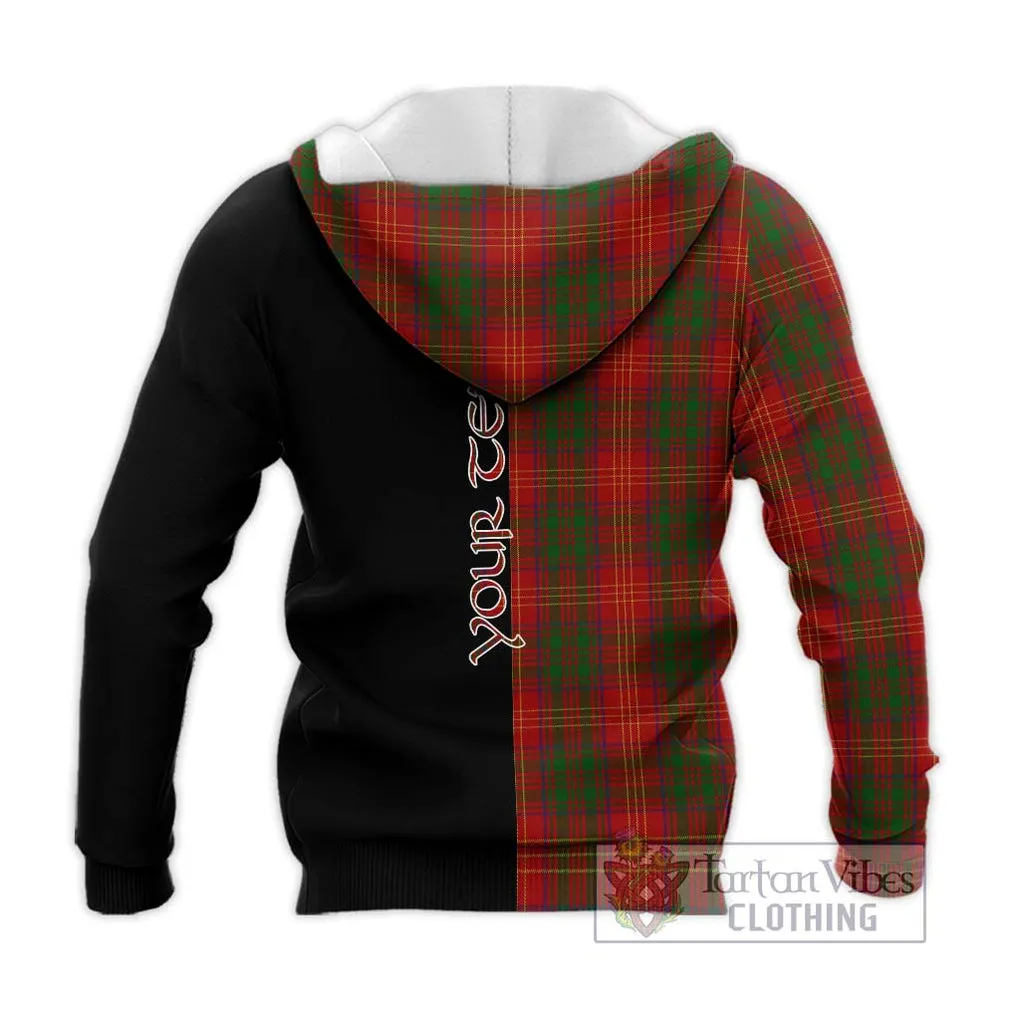 Burns Tartan Knitted Hoodie with Family Crest and Half Of Me Style