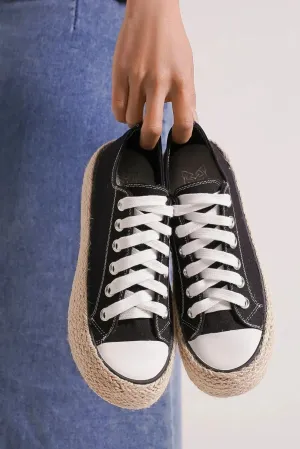 Chic Woven Espadrille Lace-Up Sneakers