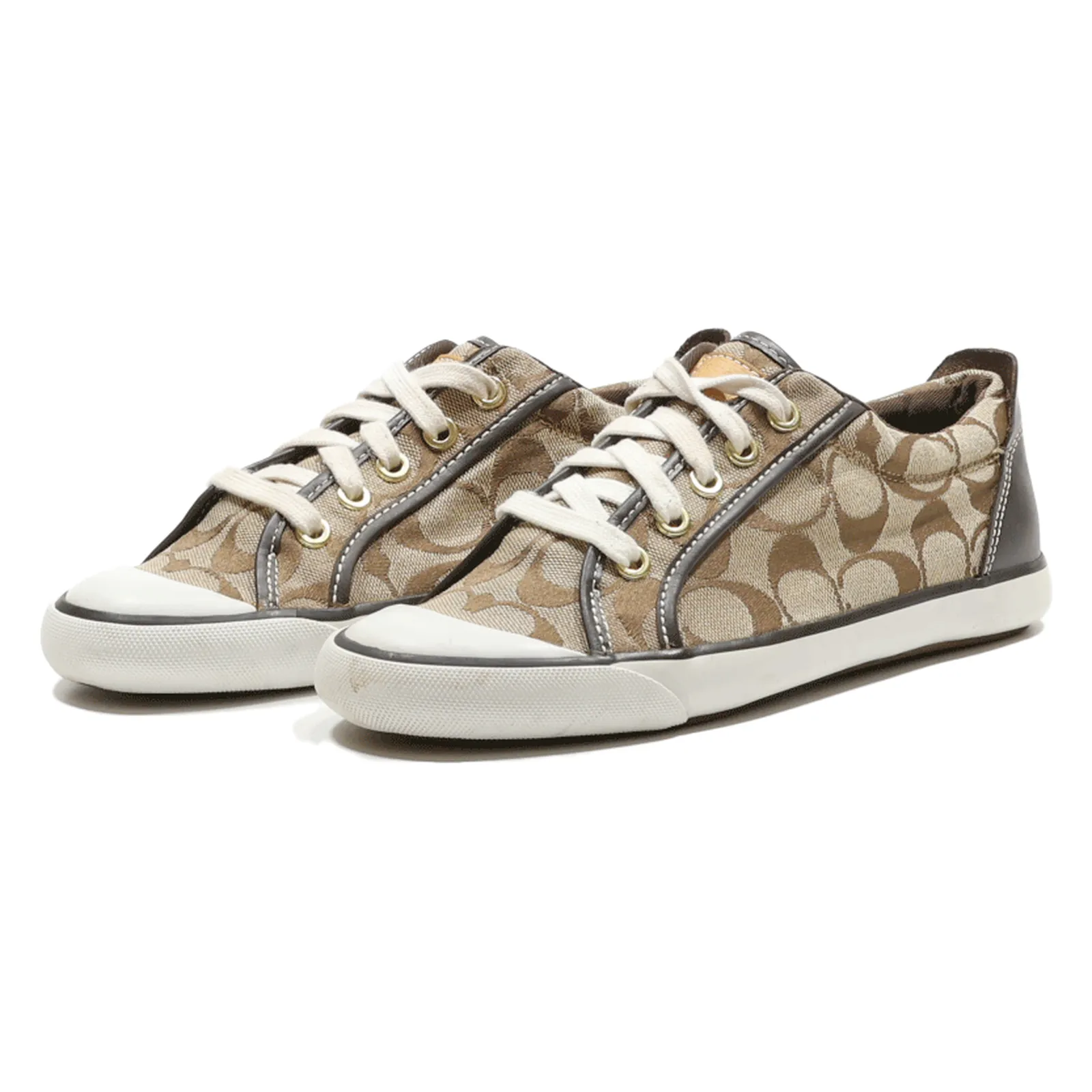 COACH Low Top Trainers Brown Canvas Womens UK 7