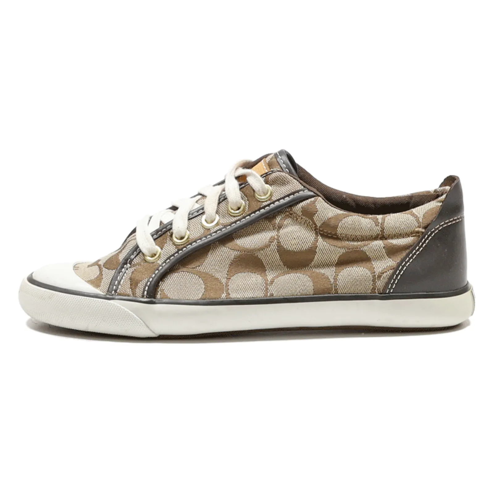 COACH Low Top Trainers Brown Canvas Womens UK 7