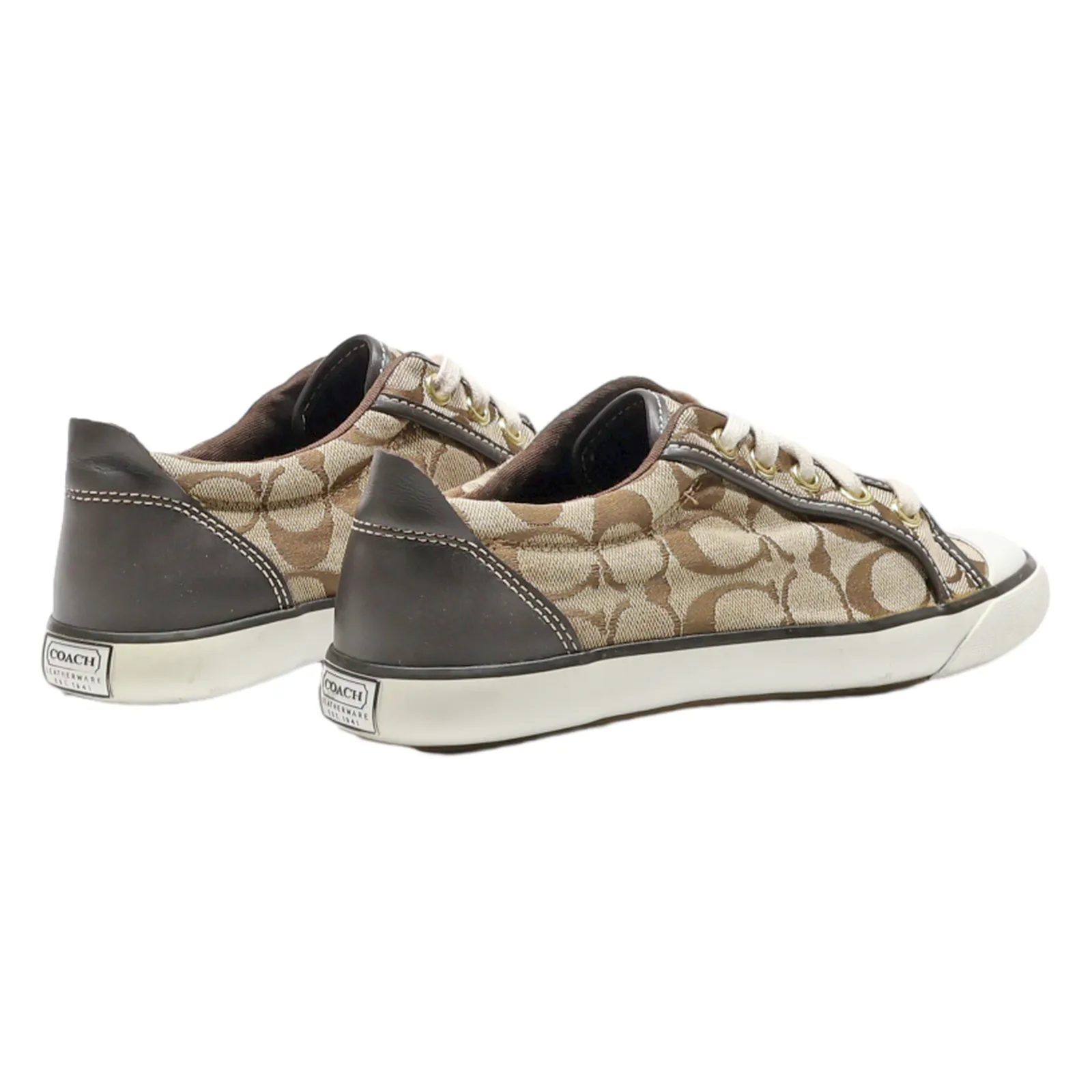COACH Low Top Trainers Brown Canvas Womens UK 7