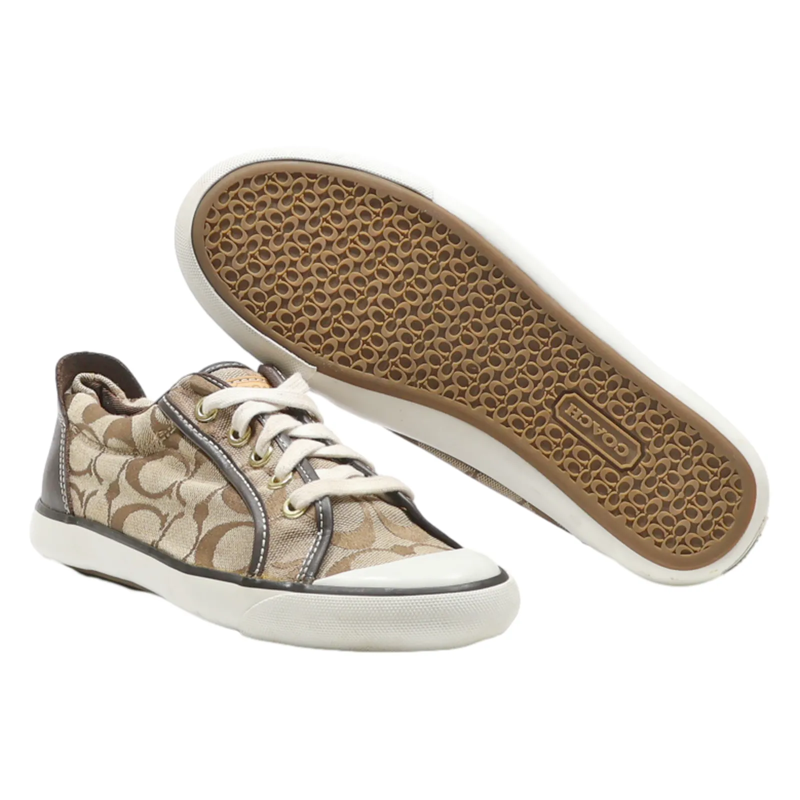 COACH Low Top Trainers Brown Canvas Womens UK 7