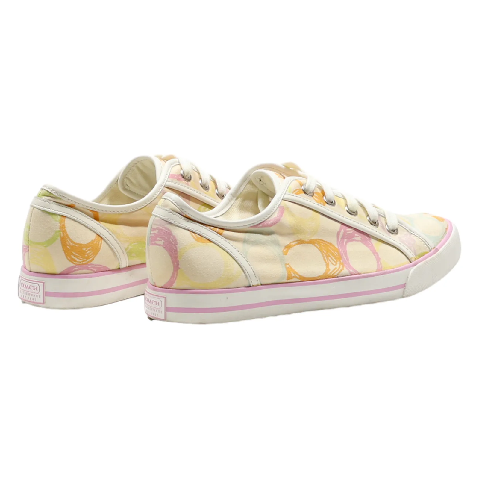 COACH Low Top Trainers Cream Canvas Womens UK 8