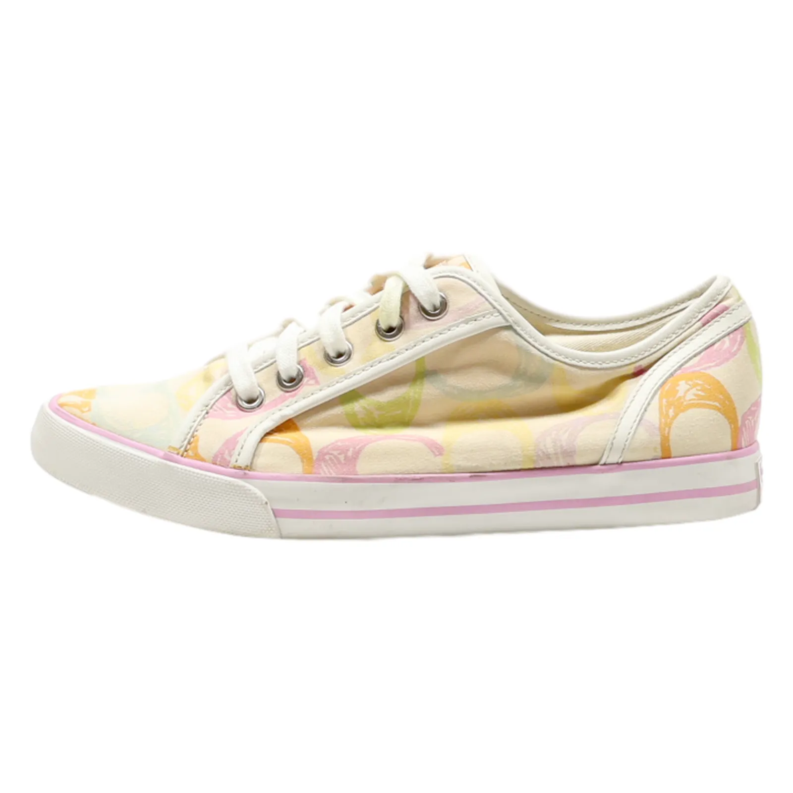COACH Low Top Trainers Cream Canvas Womens UK 8