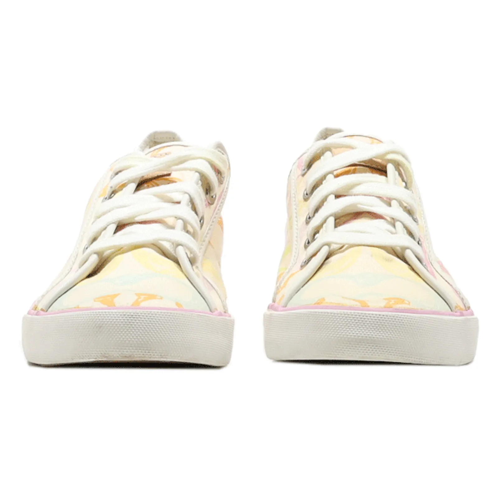 COACH Low Top Trainers Cream Canvas Womens UK 8