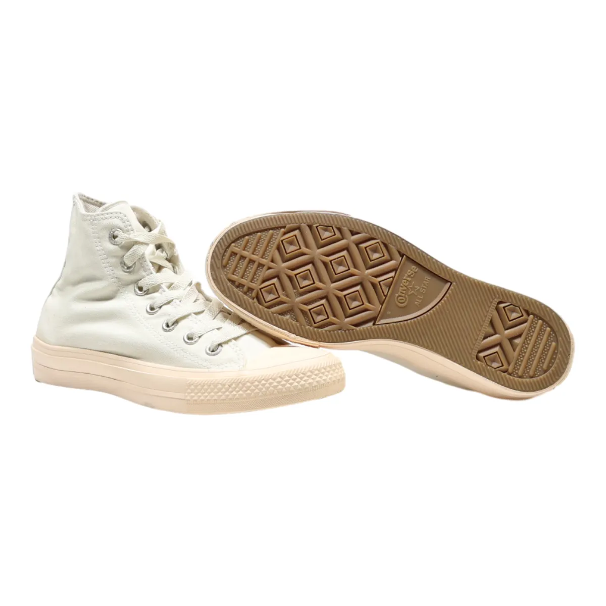 CONVERSE High Top Trainers Beige Canvas Womens UK 5.5