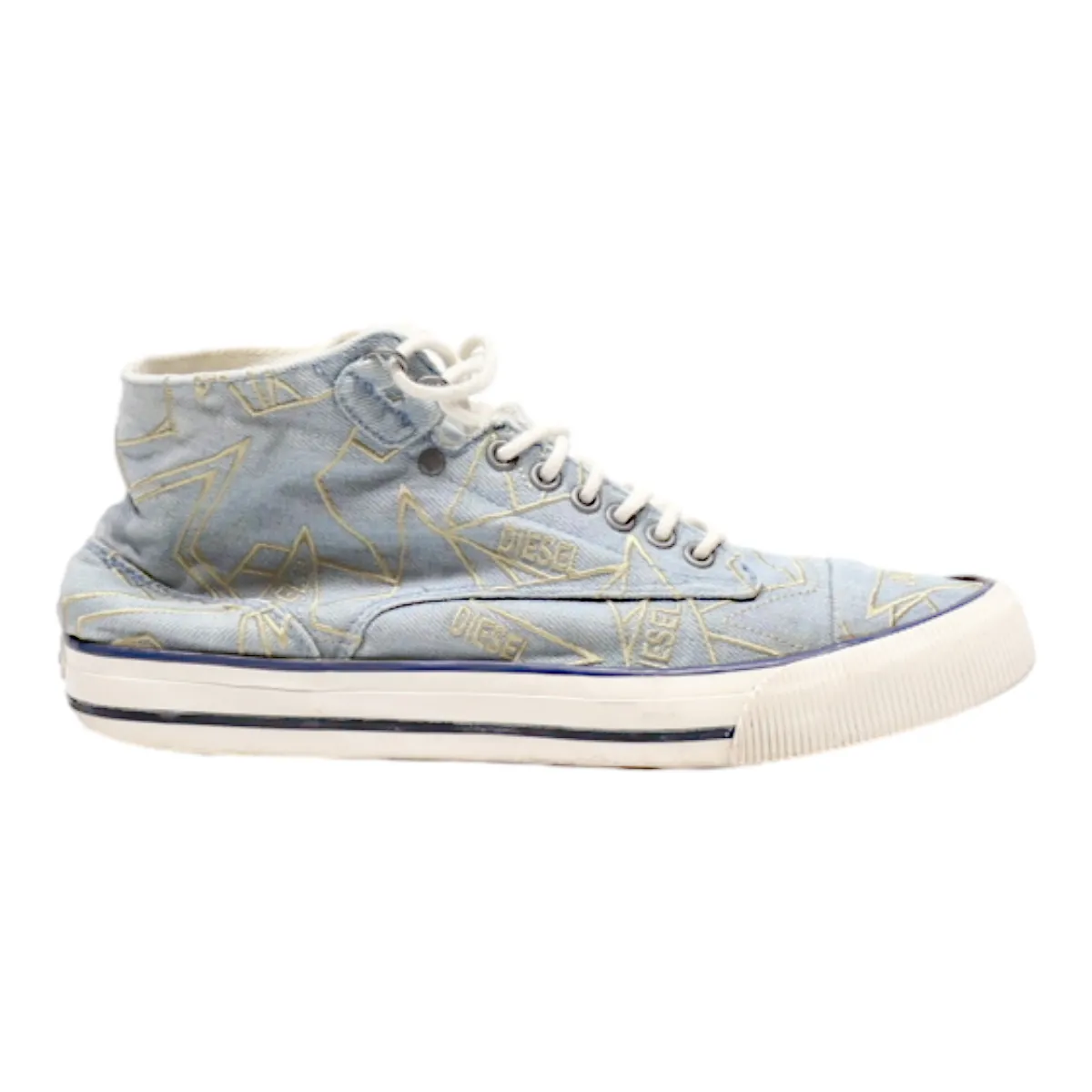 DIESEL High Top Trainers Blue Canvas Womens UK 6.5
