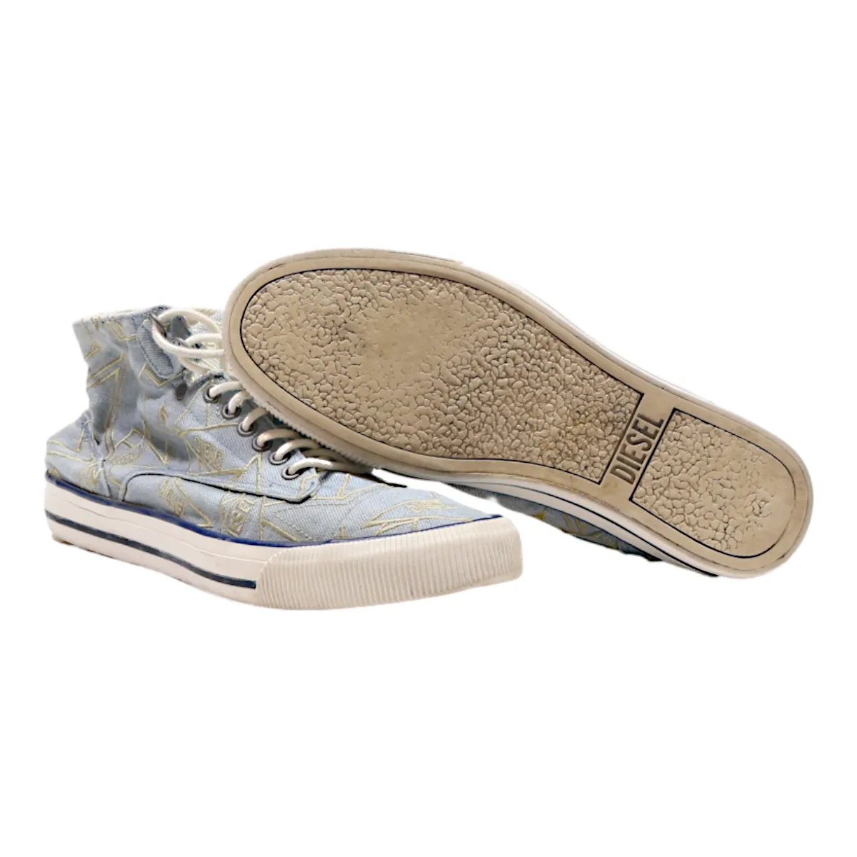 DIESEL High Top Trainers Blue Canvas Womens UK 6.5