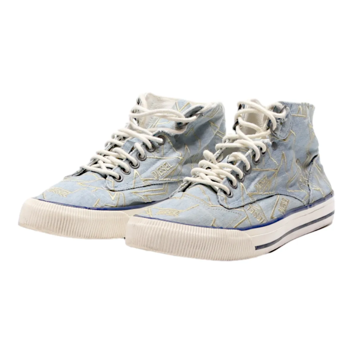 DIESEL High Top Trainers Blue Canvas Womens UK 6.5