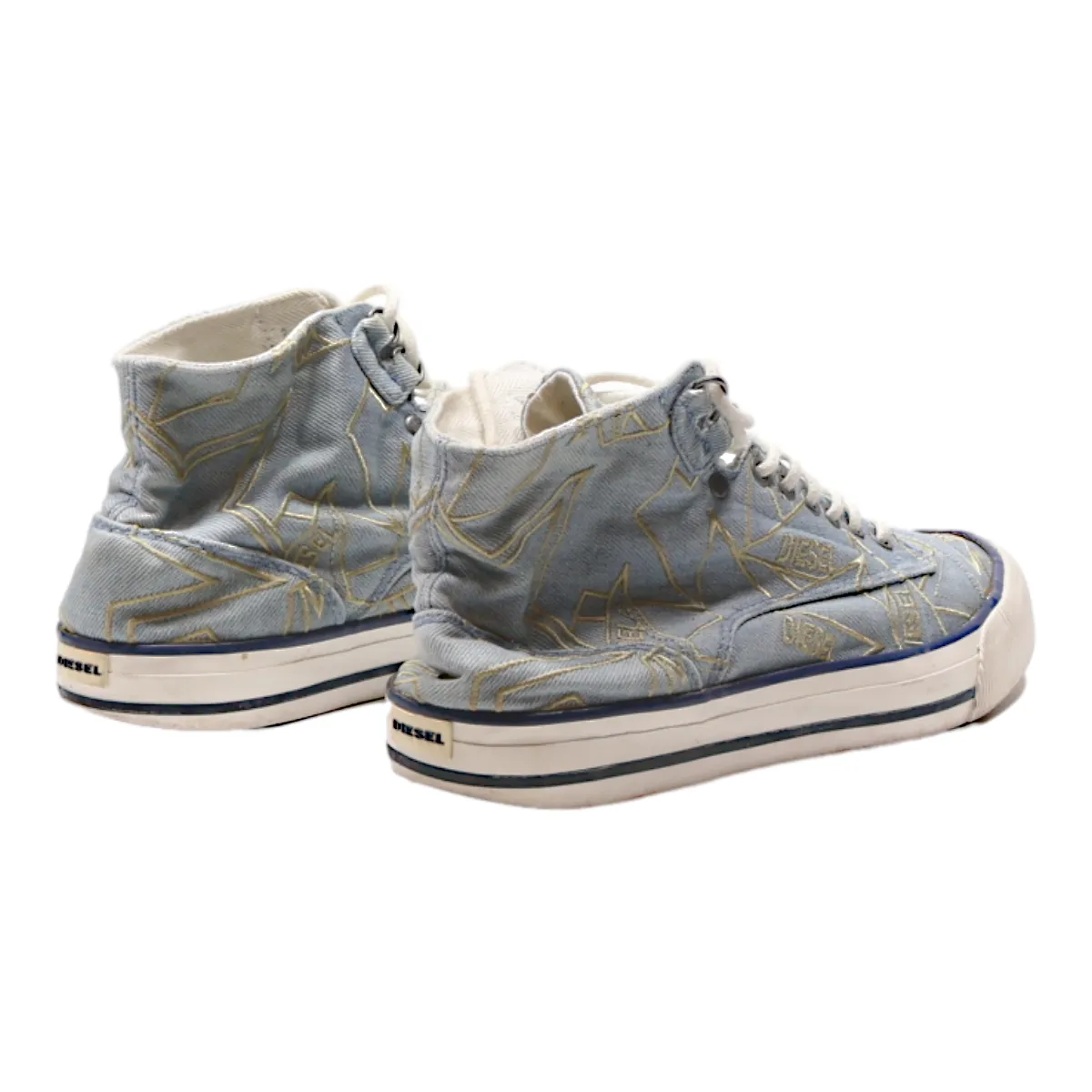 DIESEL High Top Trainers Blue Canvas Womens UK 6.5