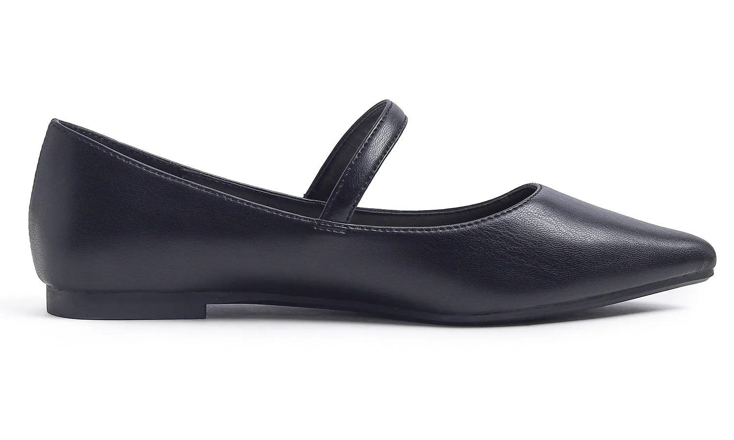 Feversole Women's Pointed Mary Jane Shoes Fashion Strap Buckle Slip On Flats Vegan Leather Flower Buckle