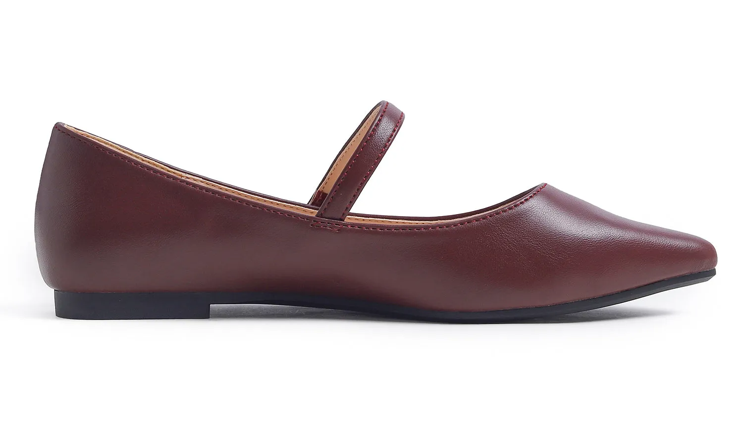 Feversole Women's Pointed Mary Jane Shoes Fashion Strap Buckle Slip On Flats Vegan Leather Flower Buckle