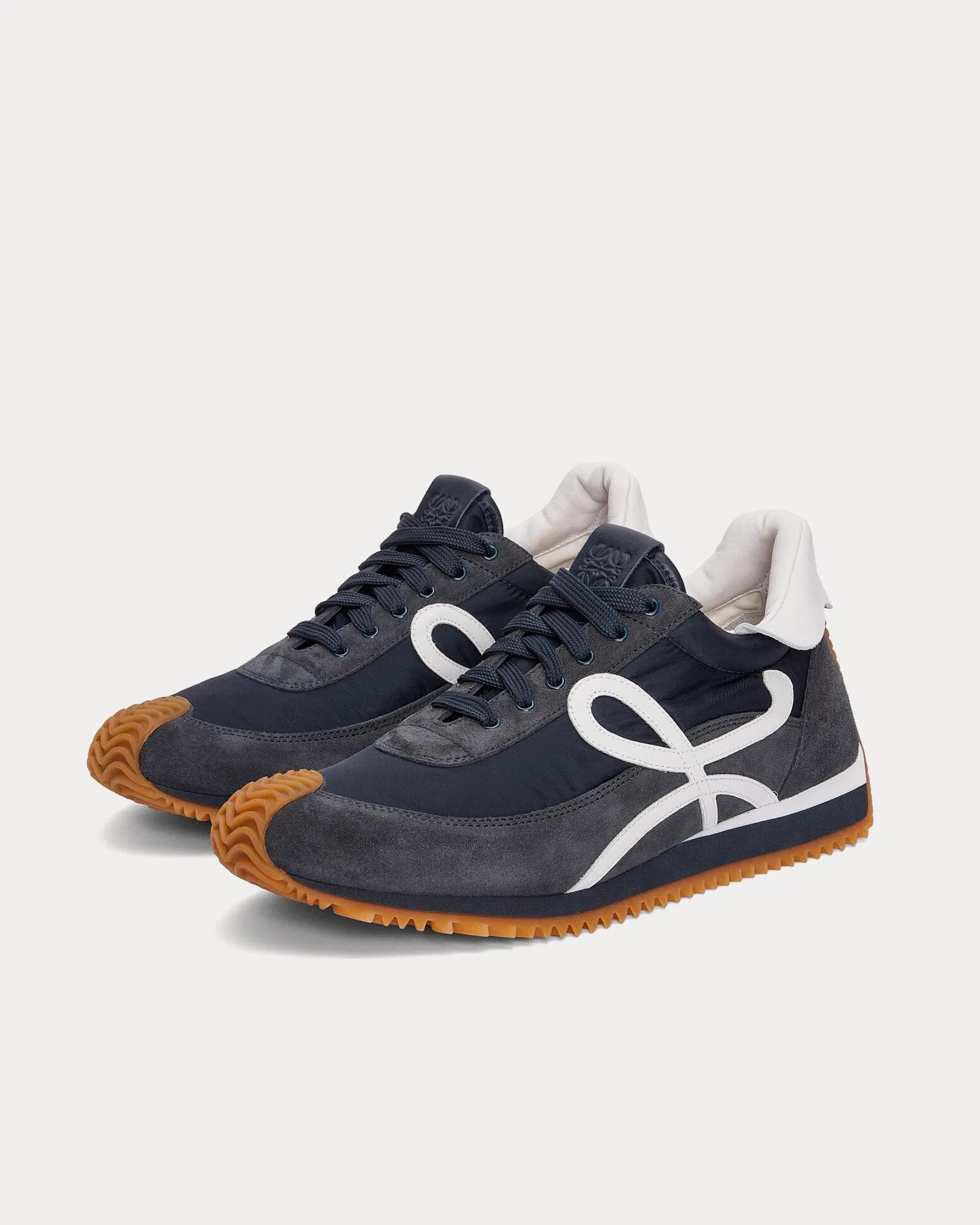 Flow Runner Nylon & Suede Dark Navy Low Top Sneakers