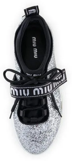 Glitter Platform Trainer with Logo Strap