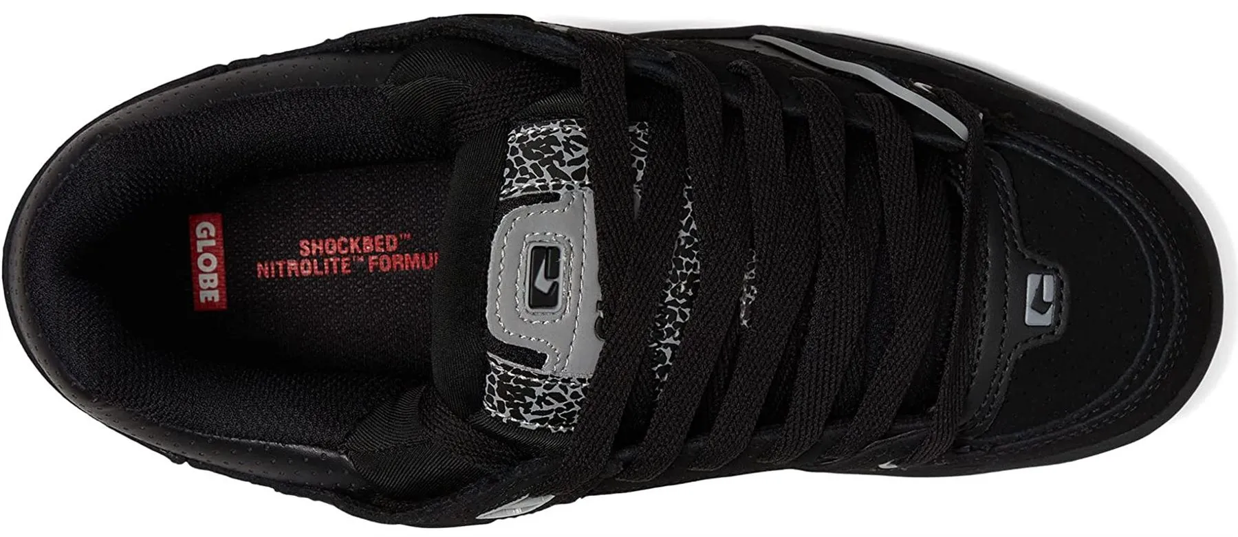 Globe Fusion Black Grey Stipple Nubuck Mens Skate Trainers