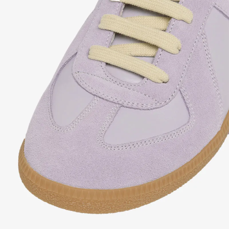 Iconic Purple Leather and Suede Sneakers