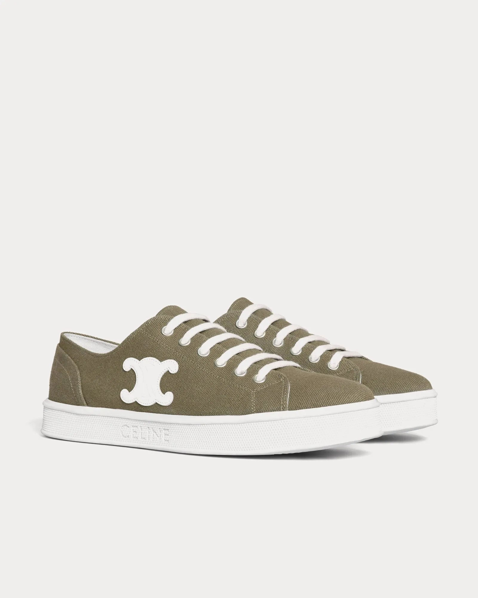 Jane Lace-Up with Triumph Patch Canvas & Calfskin Grey / White Low Top Sneakers