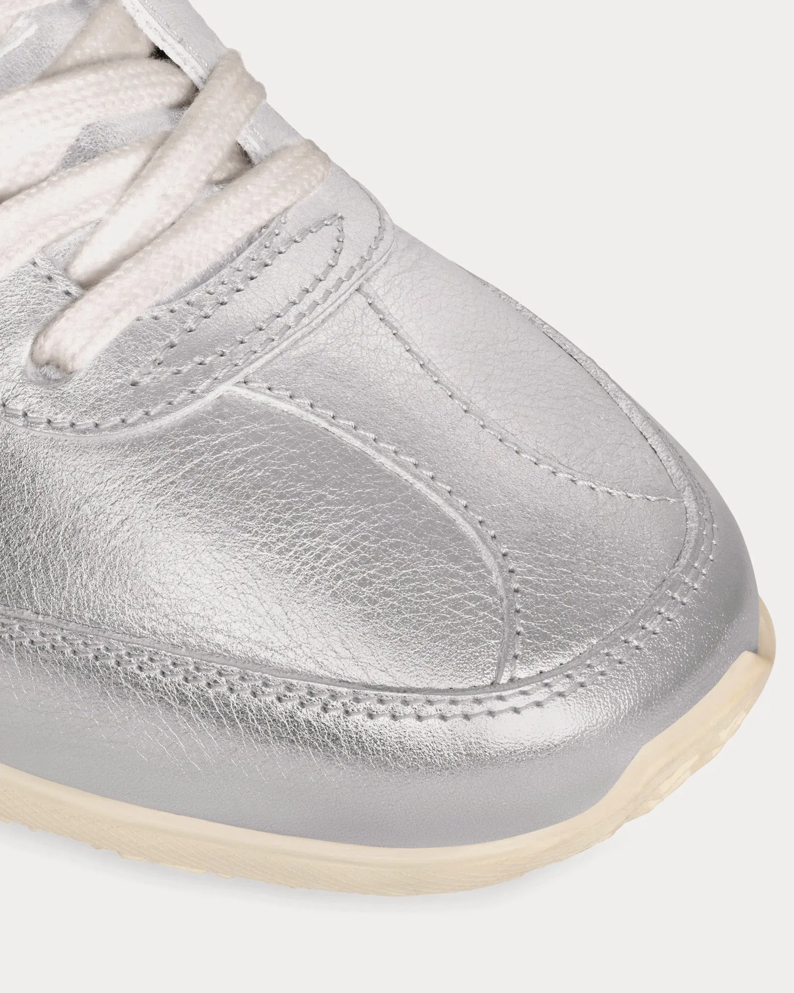 Jogger with Triomphe Signature Laminated Calfskin Silver / Optic White Low Top Sneakers