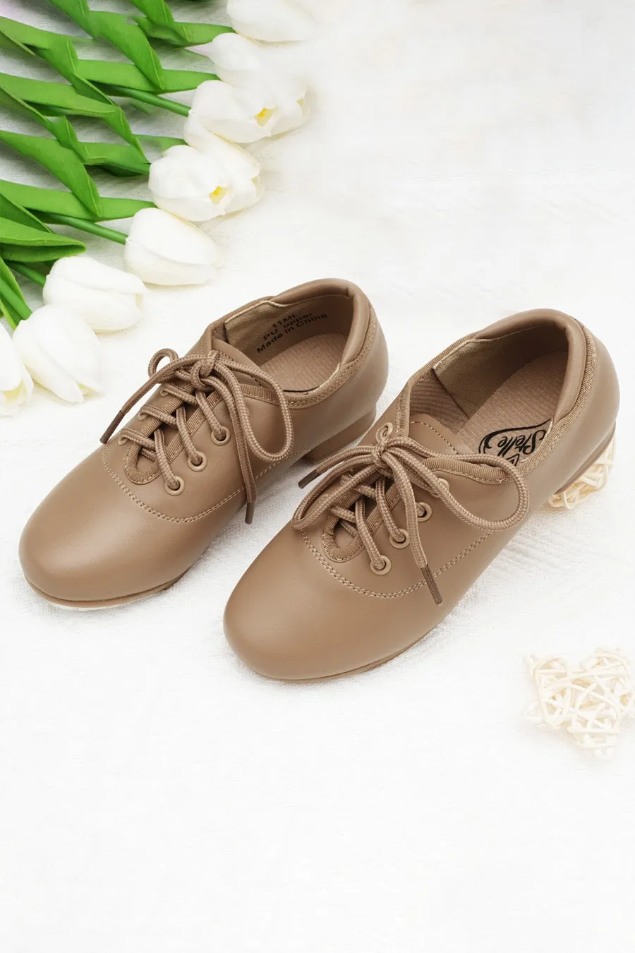 Kids Lace Up PU Leather Tap Shoes