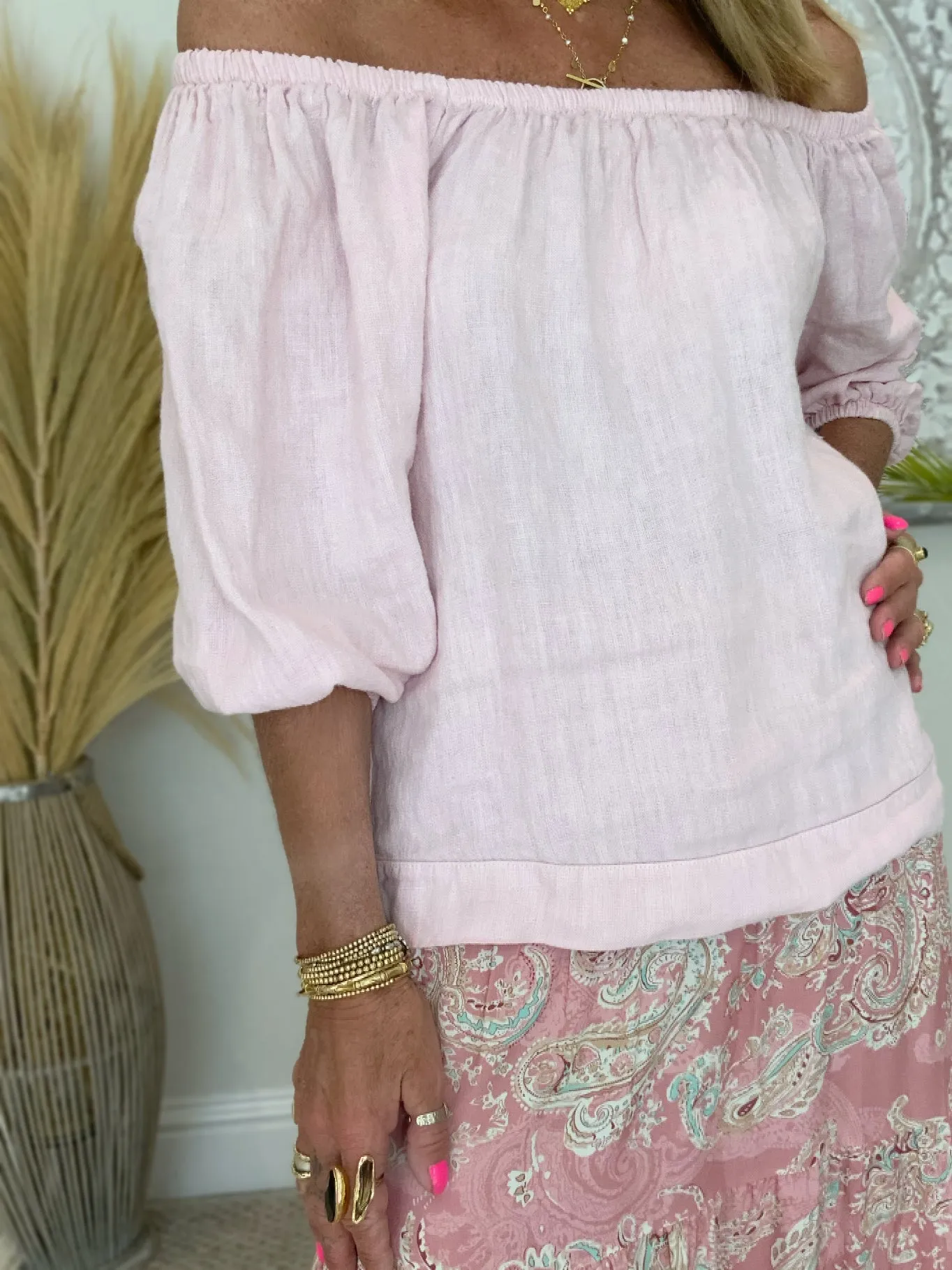 Linen Off The Shoulder Top