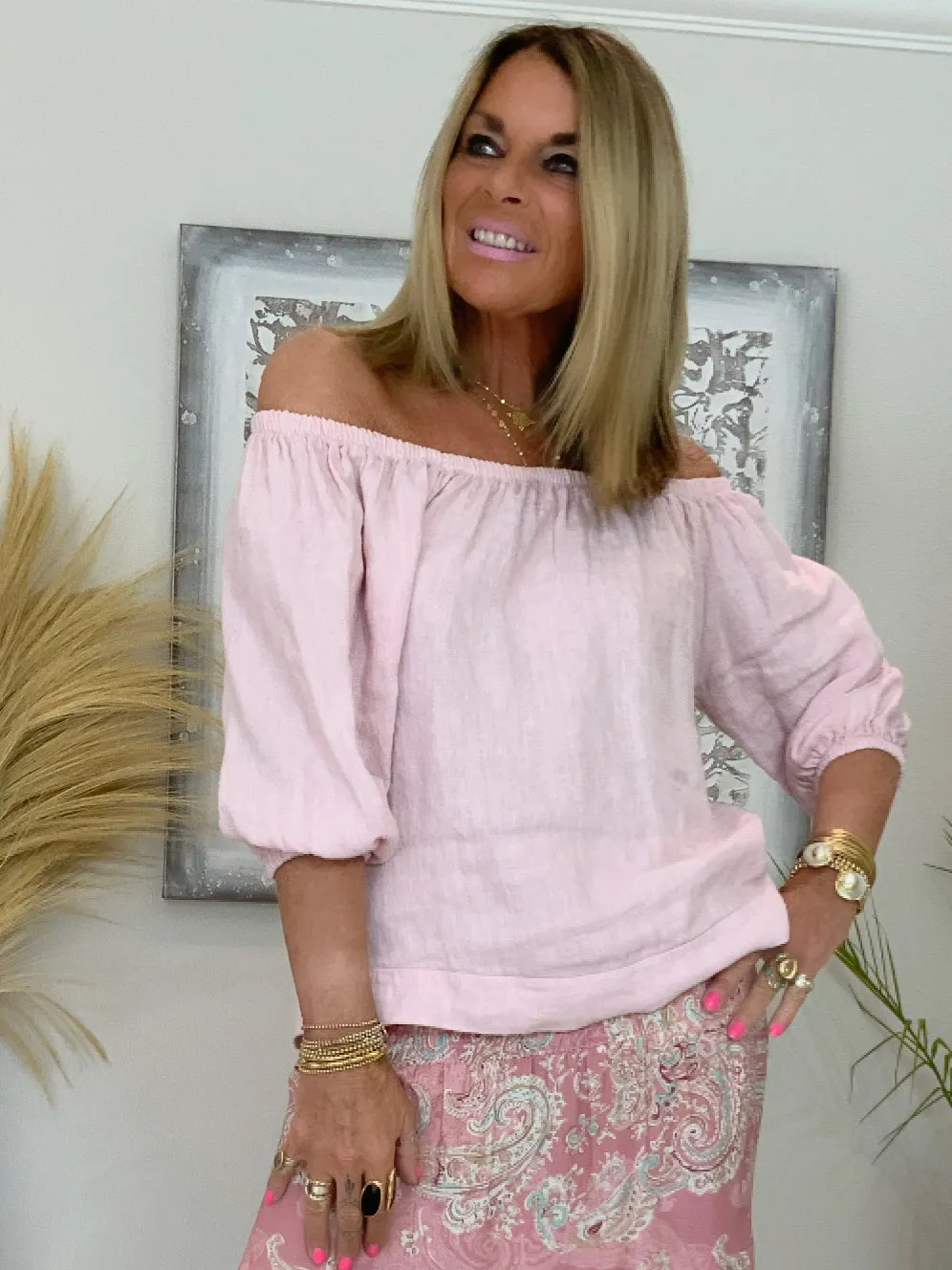 Linen Off The Shoulder Top