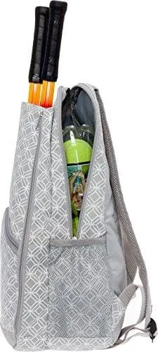 LISH Ace Tennis Racket Backpack - Women's Tennis Racquet Holder Bag (Grey)