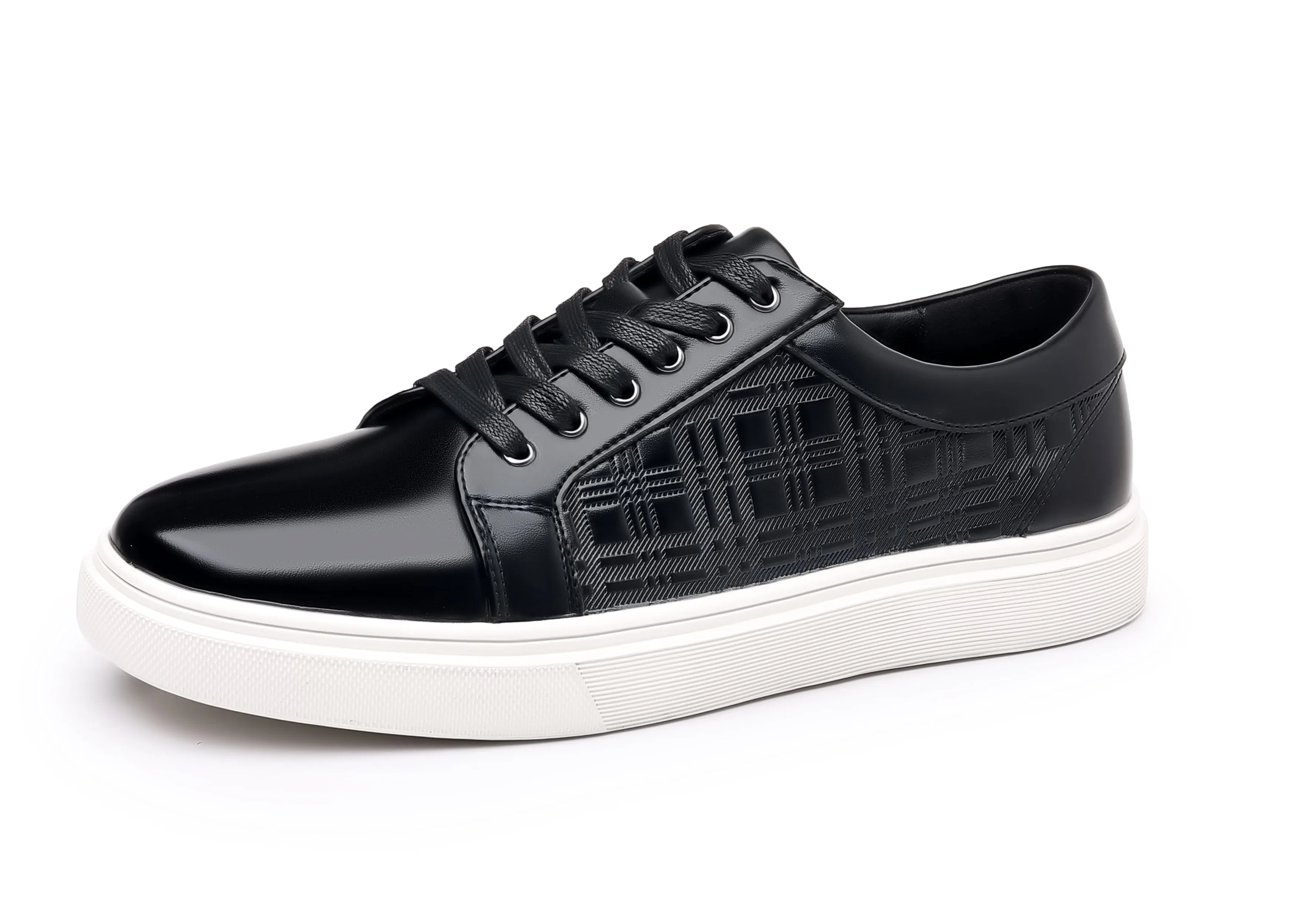 Men's Classic Plaid Leather Sneakers