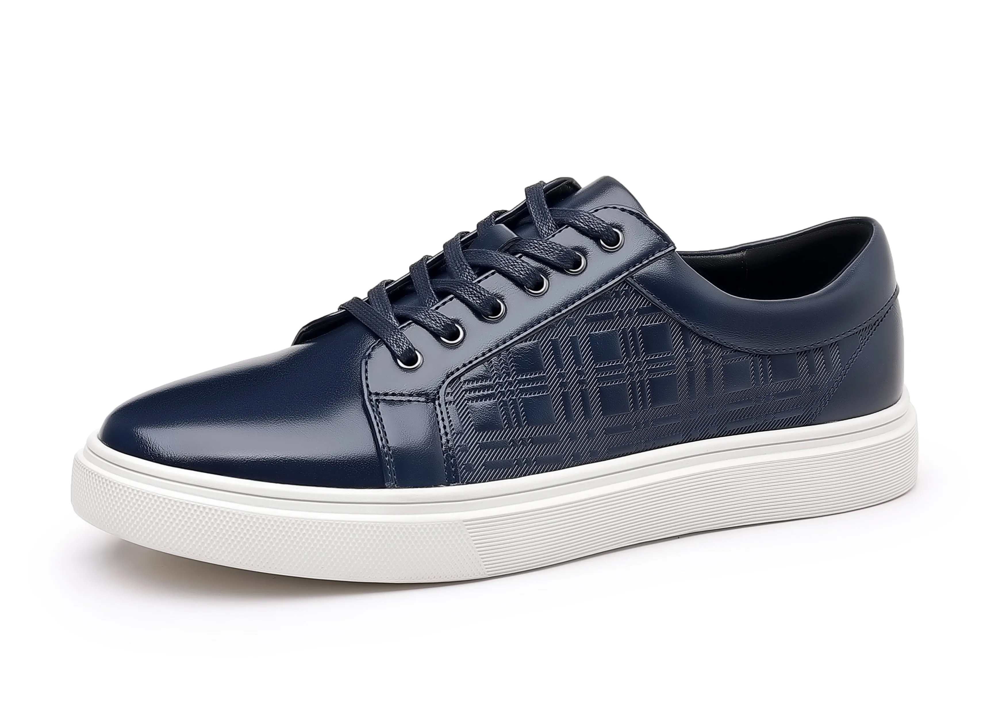 Men's Classic Plaid Leather Sneakers