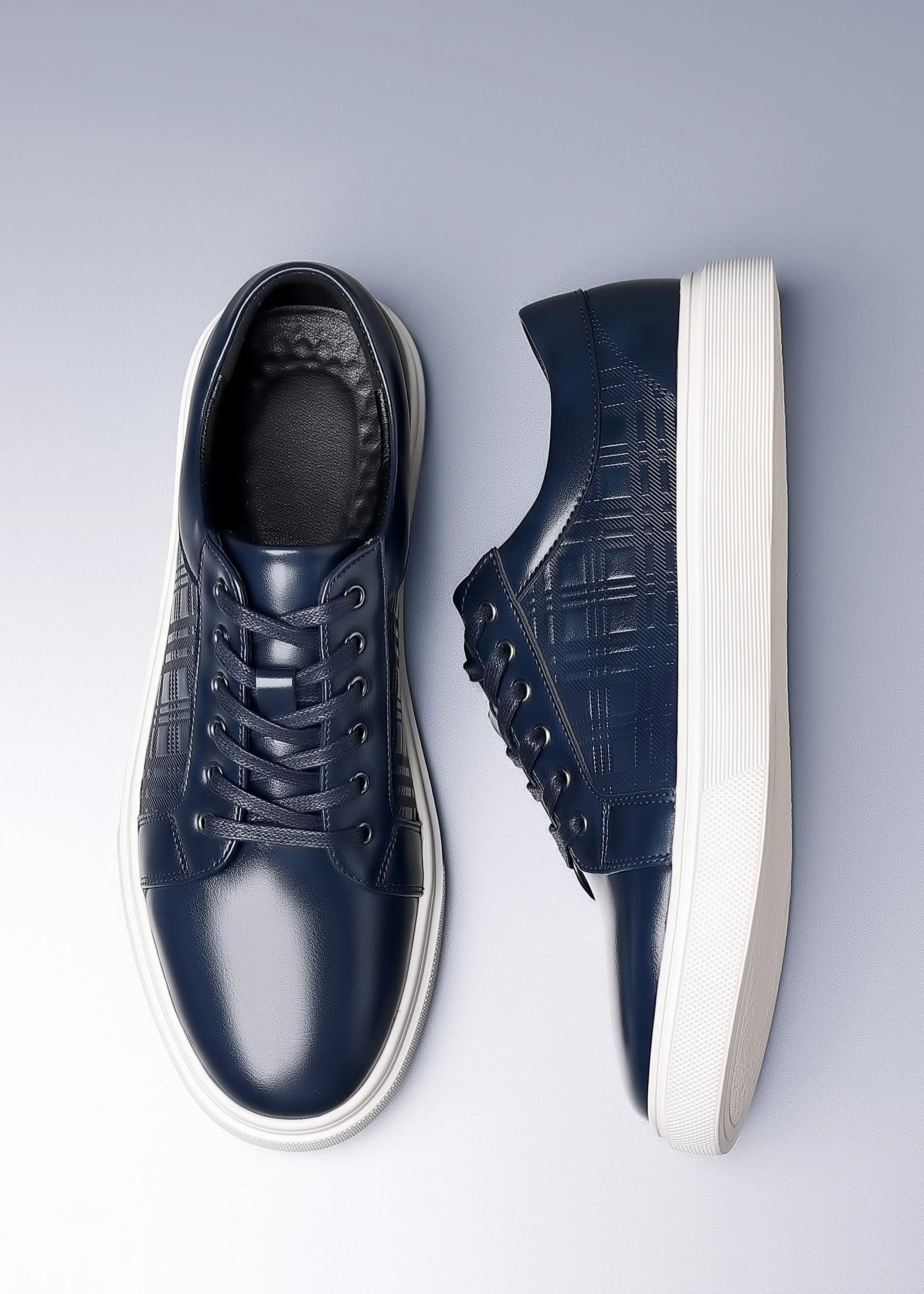 Men's Classic Plaid Leather Sneakers