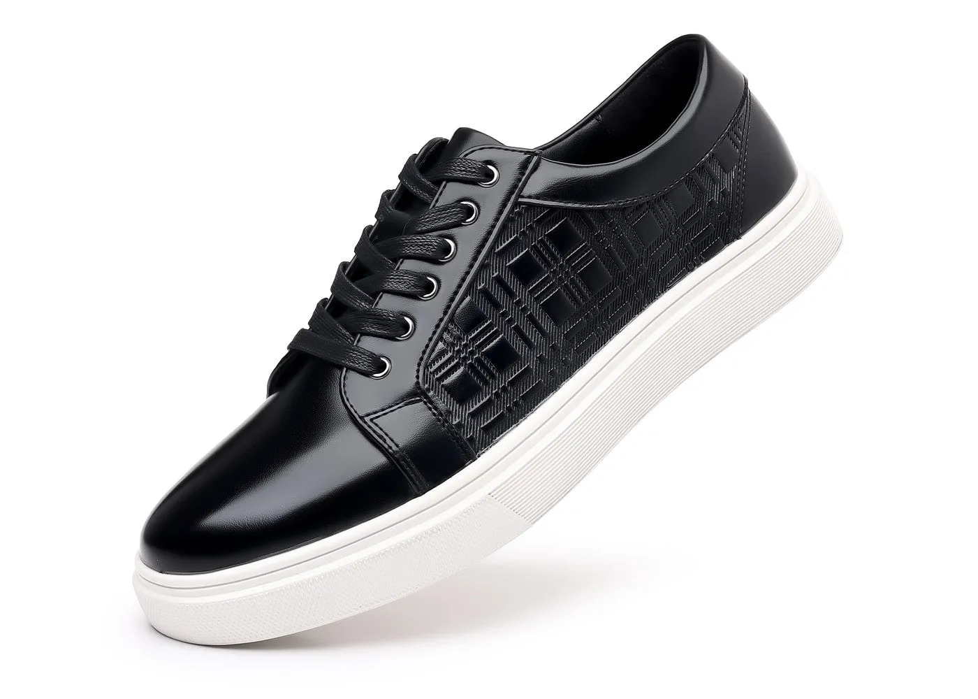Men's Classic Plaid Leather Sneakers