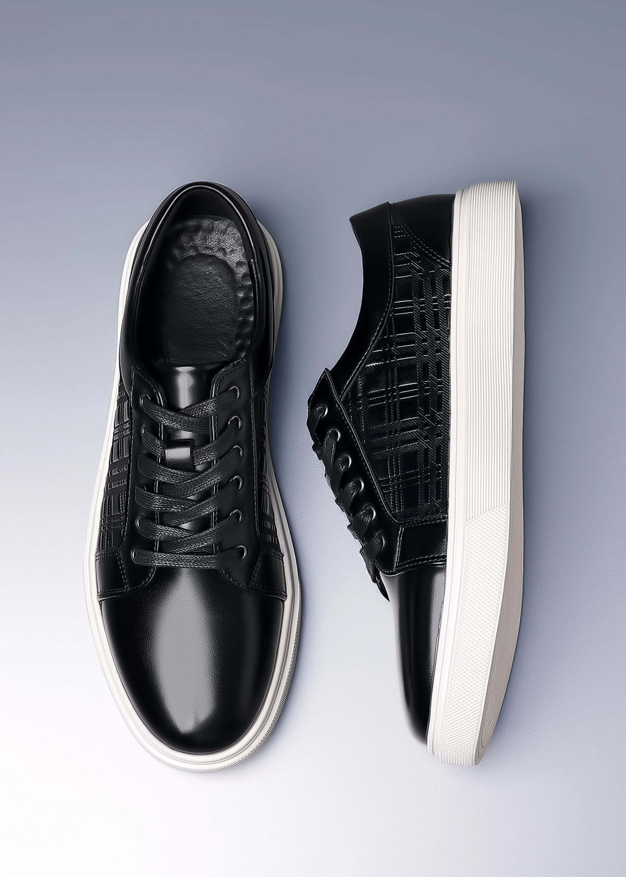 Men's Classic Plaid Leather Sneakers