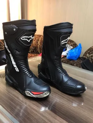 Mens Leather Long Black & Motorbike Motorcycle Racing Sports Shoes Boots MN-02
