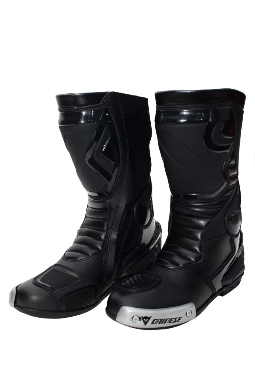 Mens Leather Long Black & Motorbike Motorcycle Racing Sports Shoes Boots MN-04