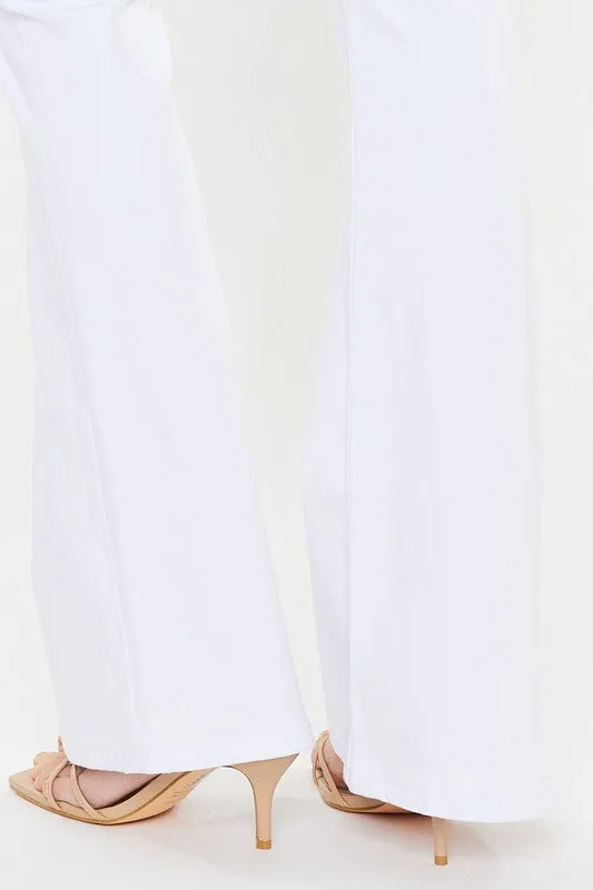 Mid Rise White Flare Jeans
