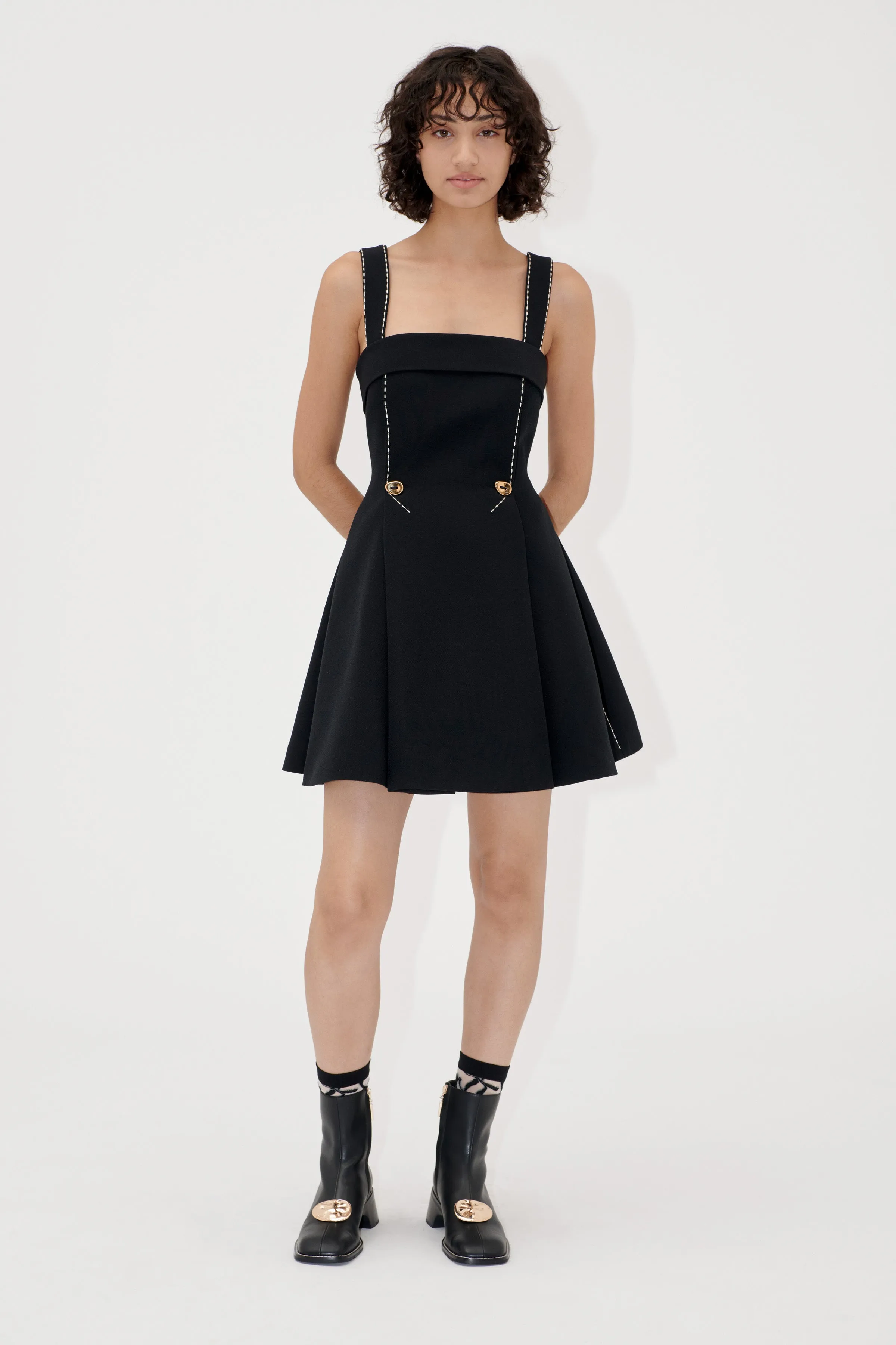 Mini Dress w/ Adjustable Straps - Jet Black