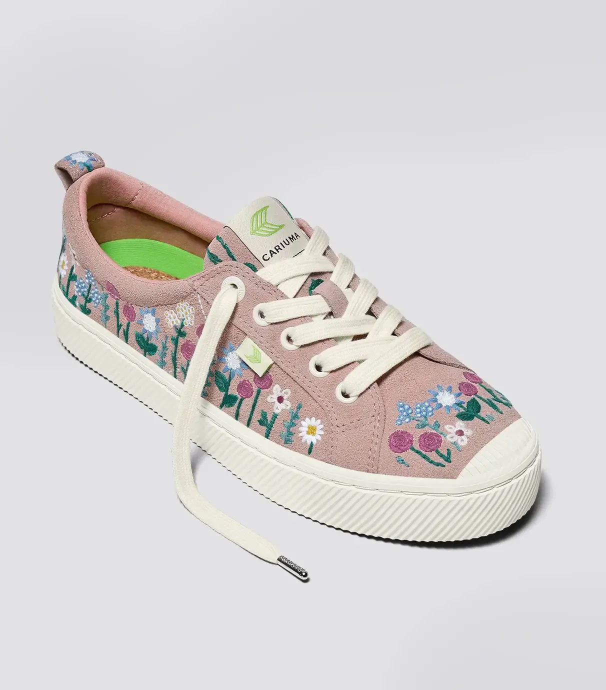 OCA Low Rose Suede Embroidered Flowers Sneaker Women