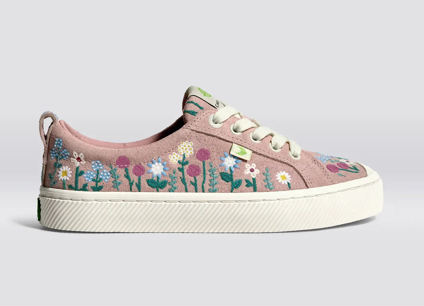 OCA Low Rose Suede Embroidered Flowers Sneaker Women