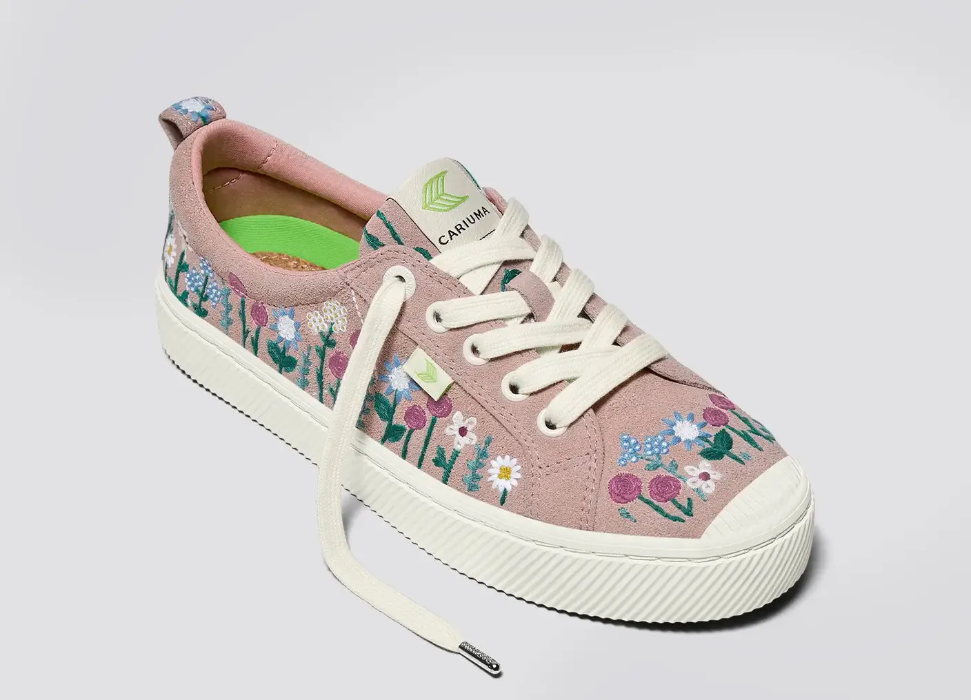 OCA Low Rose Suede Embroidered Flowers Sneaker Women